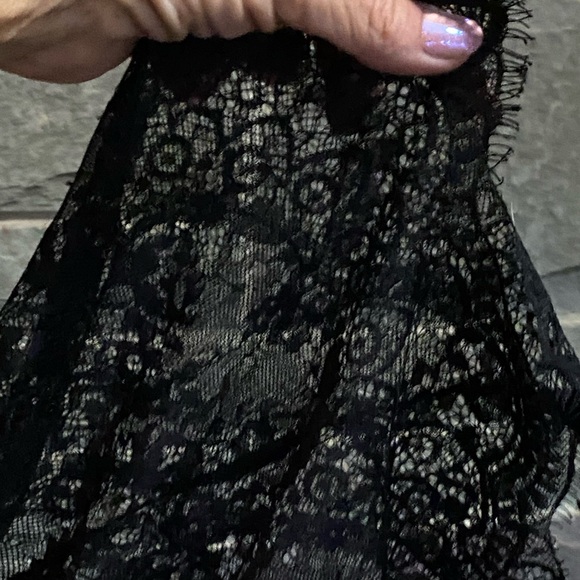 NWT SHEIN sexy black stretch lace bell sleeve romper,illusion lining,fit/flare S - Picture 8 of 12